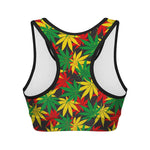 Classic Hemp Leaves Reggae Pattern Print Women's Sports Bra