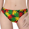 Classic Hemp Leaves Reggae Pattern Print Women's Thong