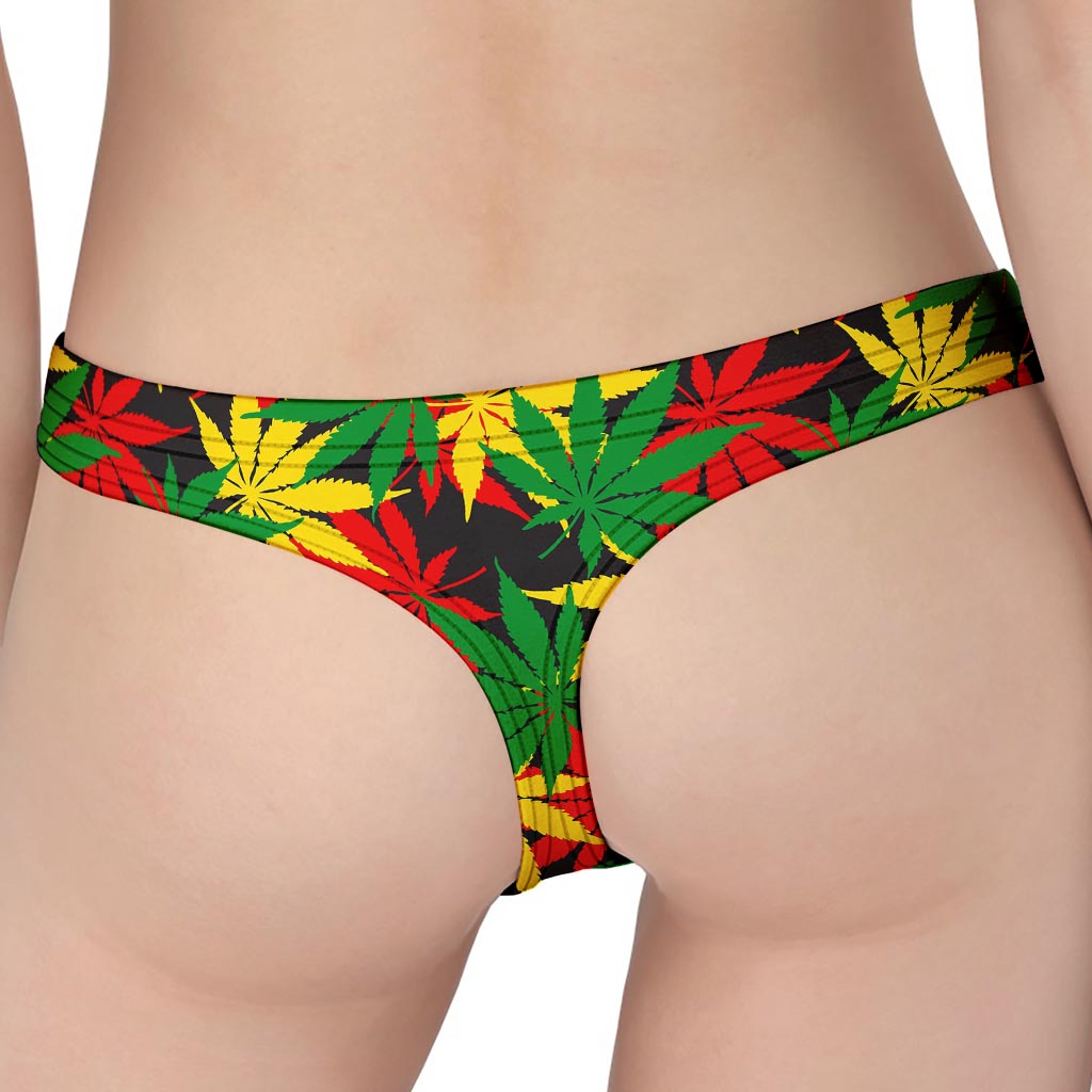 Classic Hemp Leaves Reggae Pattern Print Women's Thong