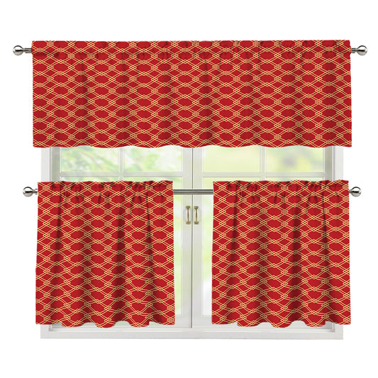 Classic Japanese Pattern Print 3 Piece Kitchen Curtains