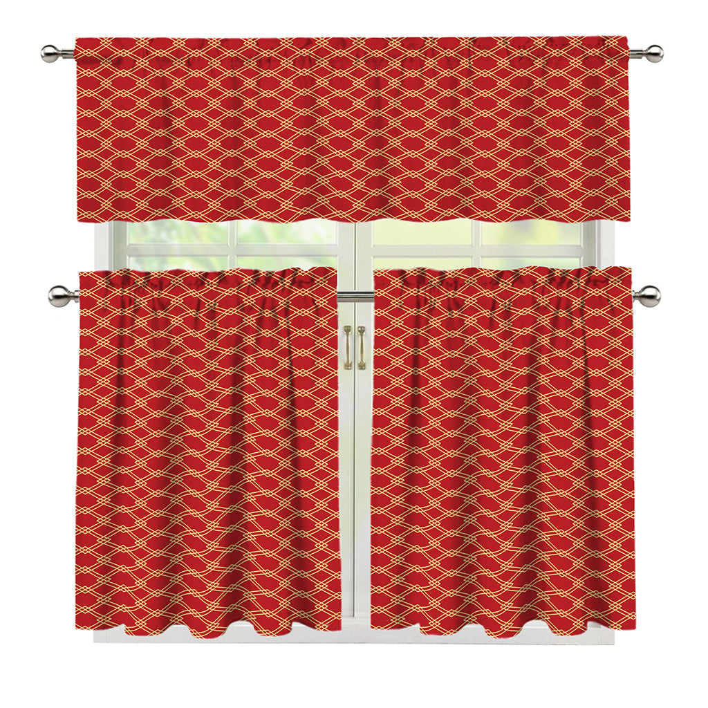 Classic Japanese Pattern Print 3 Piece Kitchen Curtains