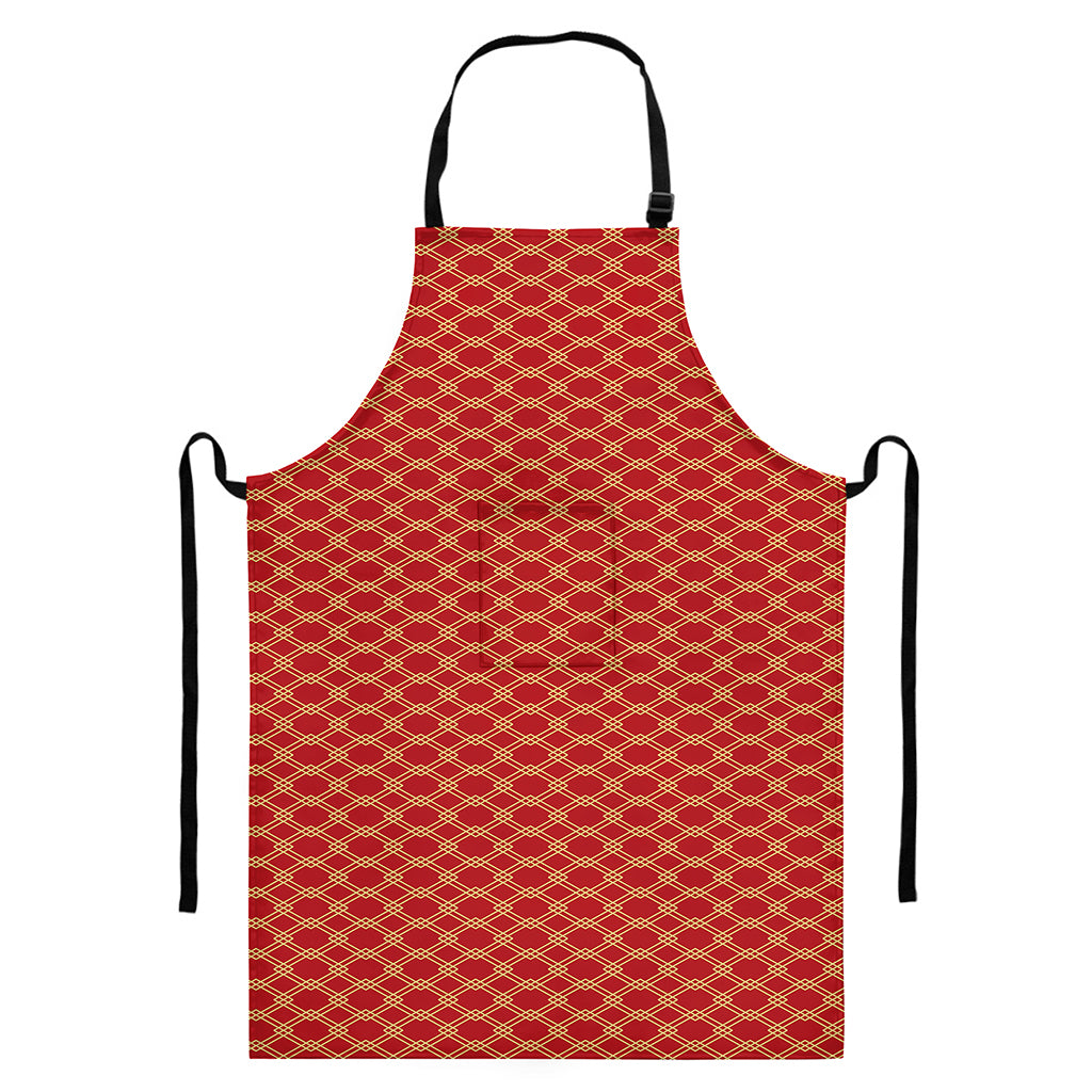 Classic Japanese Pattern Print Bib Apron With Pocket