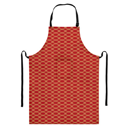 Classic Japanese Pattern Print Bib Apron With Pocket