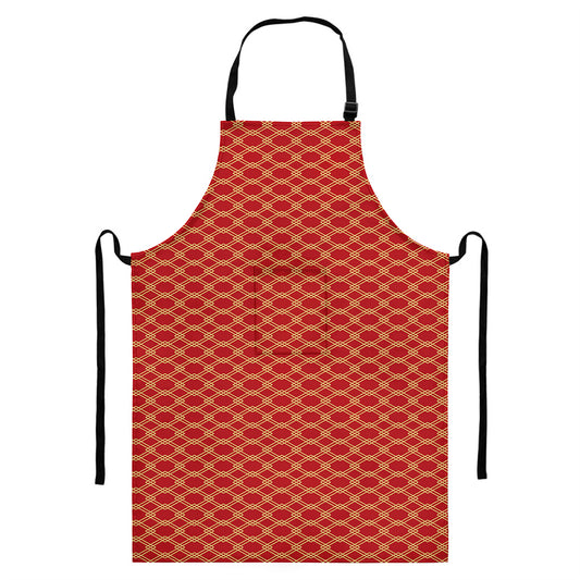 Classic Japanese Pattern Print Bib Apron With Pocket
