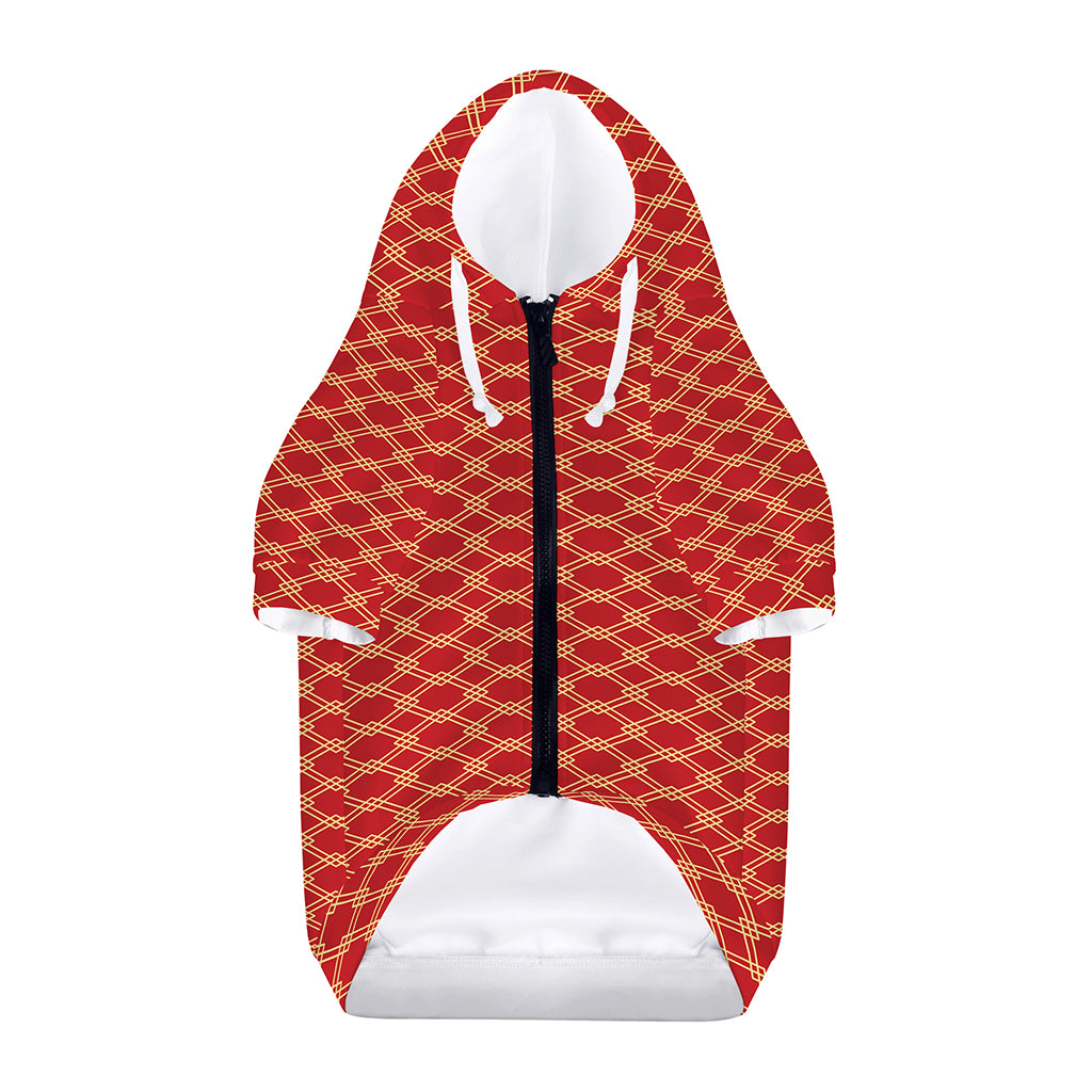 Classic Japanese Pattern Print Dog Zip Up Hoodie