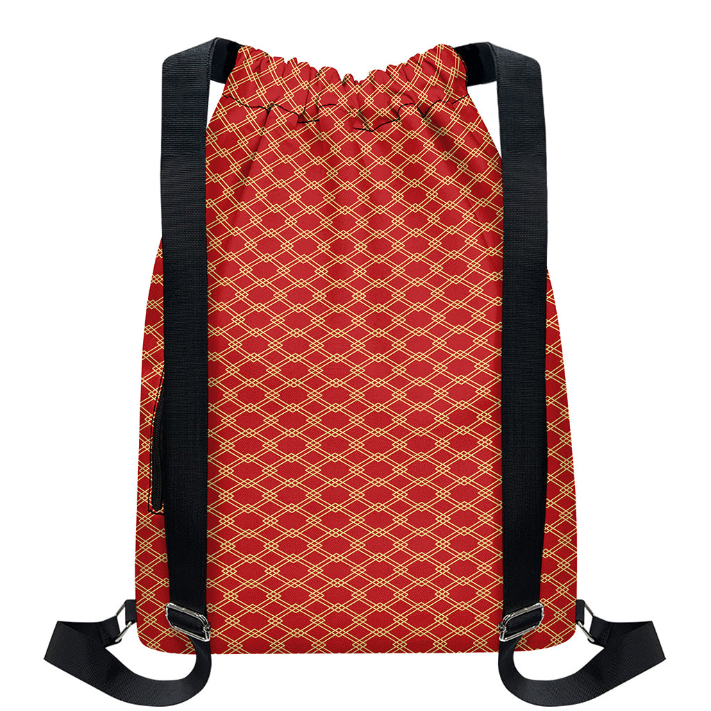 Classic Japanese Pattern Print Drawstring Backpack