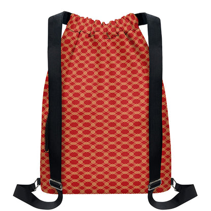 Classic Japanese Pattern Print Drawstring Backpack