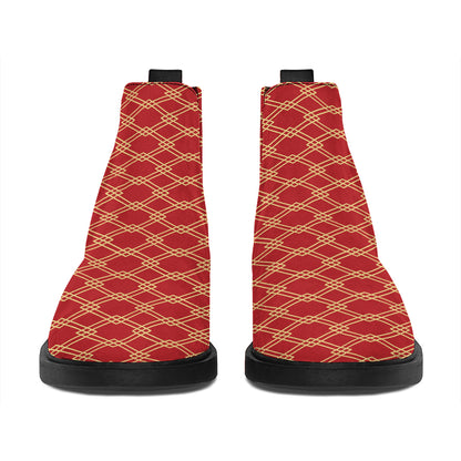 Classic Japanese Pattern Print Flat Ankle Boots