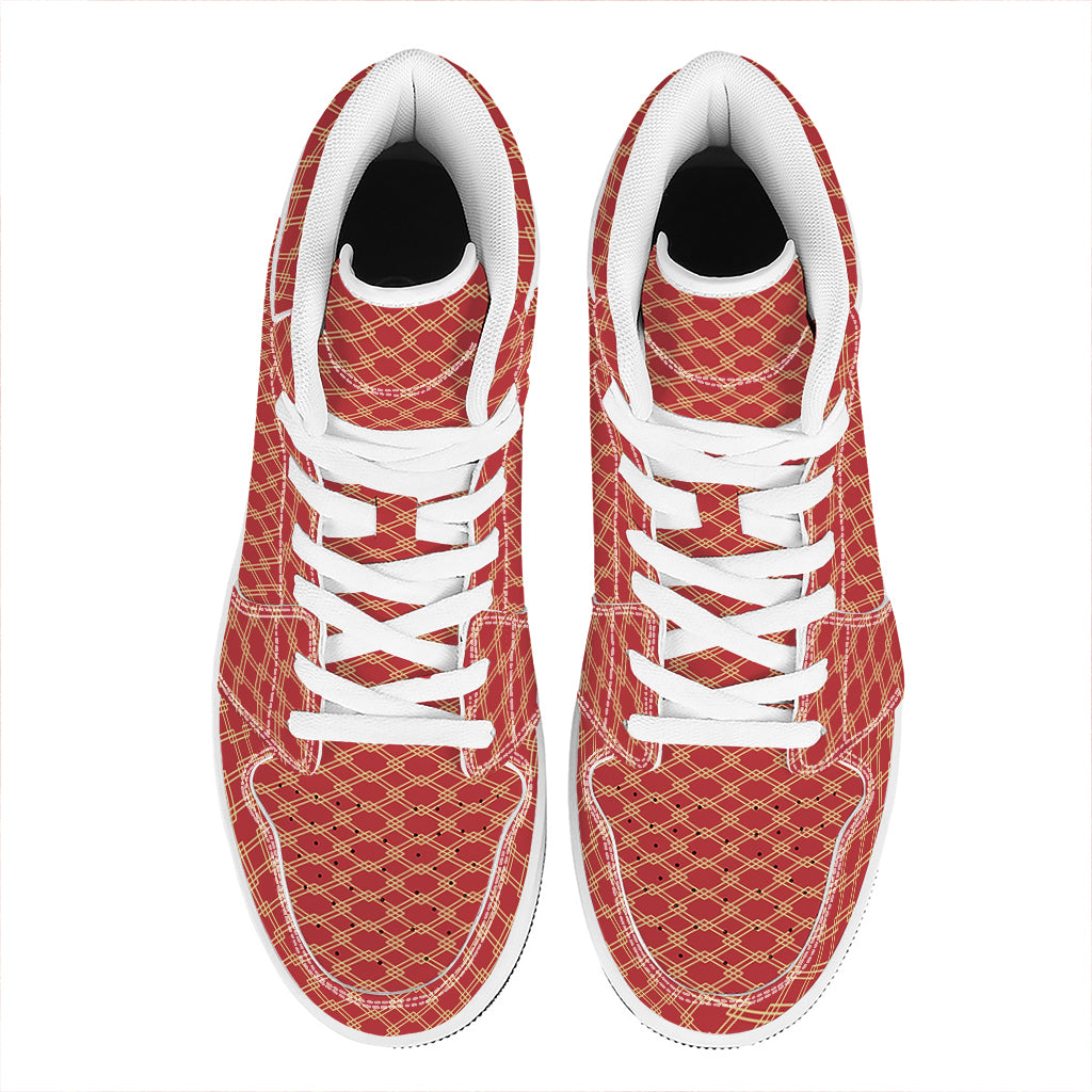 Classic Japanese Pattern Print High Top Leather Sneakers