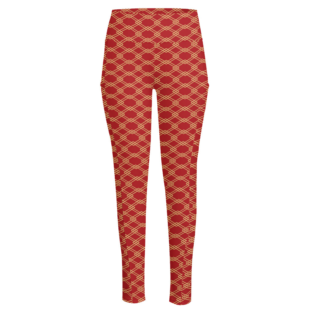 Classic Japanese Pattern Print High-Waisted Pocket Leggings