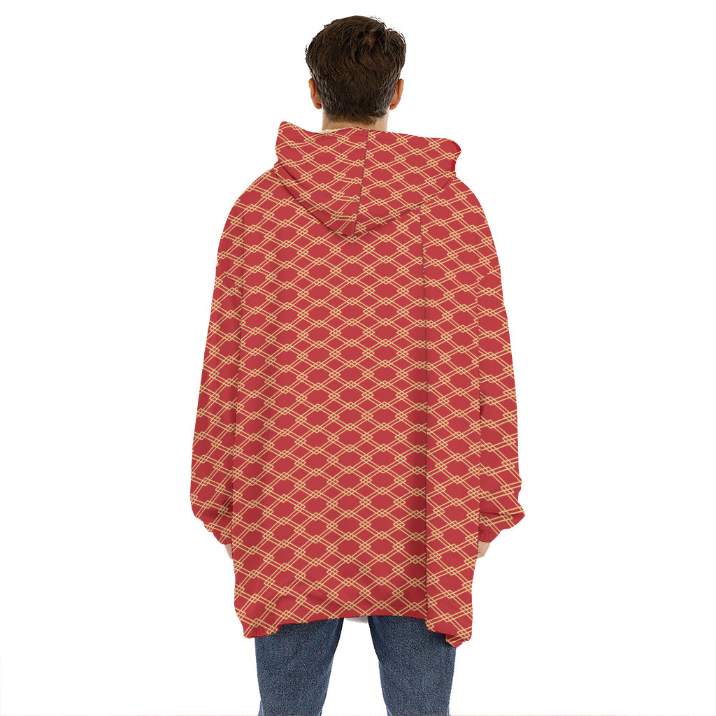 Classic Japanese Pattern Print Hoodie Blanket