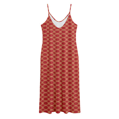 Classic Japanese Pattern Print Jersey Midi Cami Dress