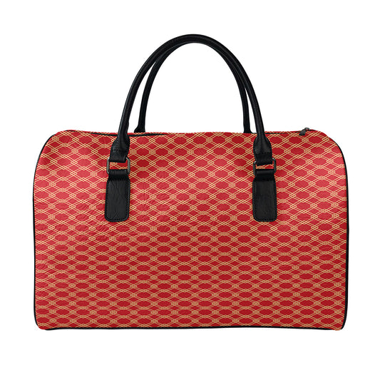 Classic Japanese Pattern Print Leather Duffle Bag