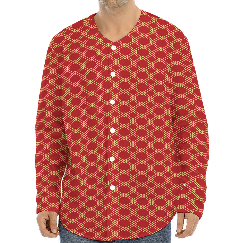 Classic Japanese Pattern Print Long Sleeve Baseball Jersey