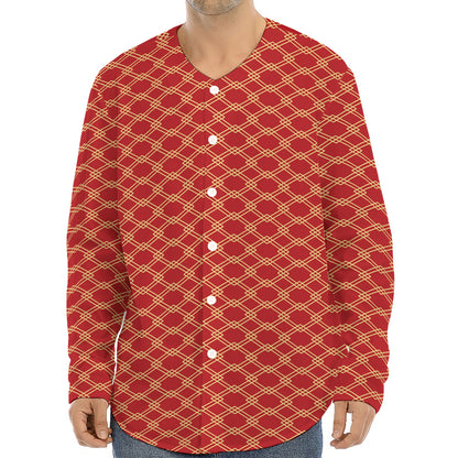Classic Japanese Pattern Print Long Sleeve Baseball Jersey