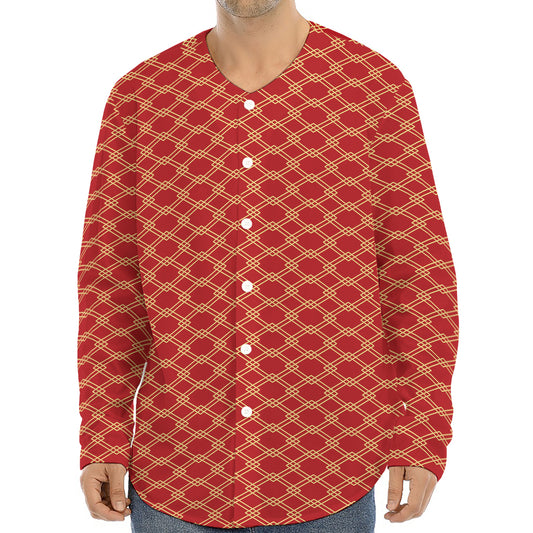 Classic Japanese Pattern Print Long Sleeve Baseball Jersey