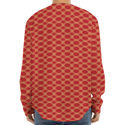 Classic Japanese Pattern Print Long Sleeve Baseball Jersey