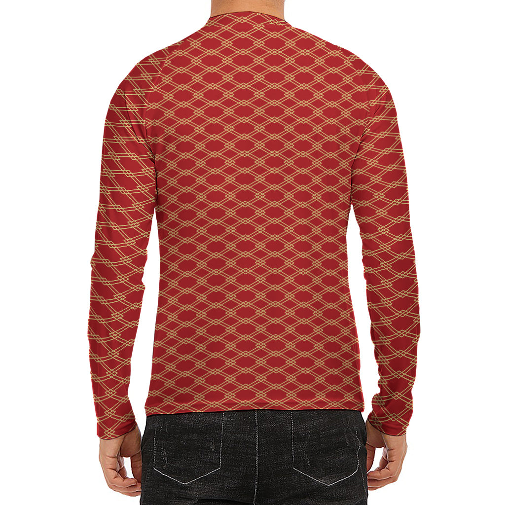 Classic Japanese Pattern Print Men's Long Sleeve Rash Guard