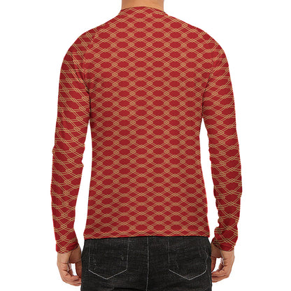 Classic Japanese Pattern Print Men's Long Sleeve Rash Guard