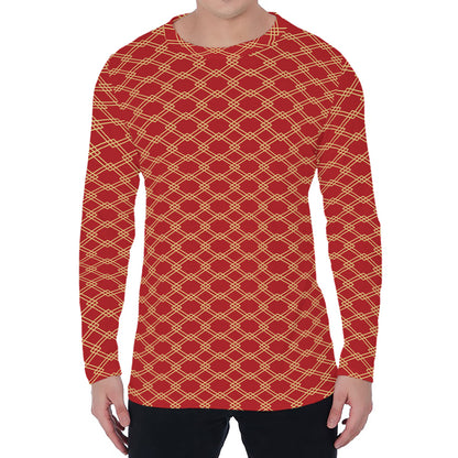 Classic Japanese Pattern Print Men's Long Sleeve T-Shirt