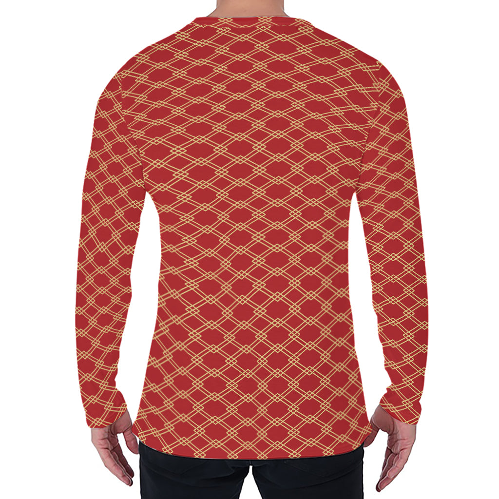 Classic Japanese Pattern Print Men's Long Sleeve T-Shirt