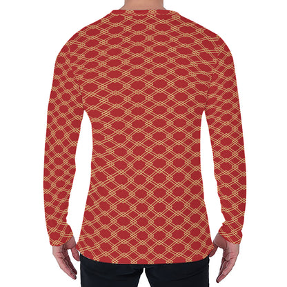 Classic Japanese Pattern Print Men's Long Sleeve T-Shirt