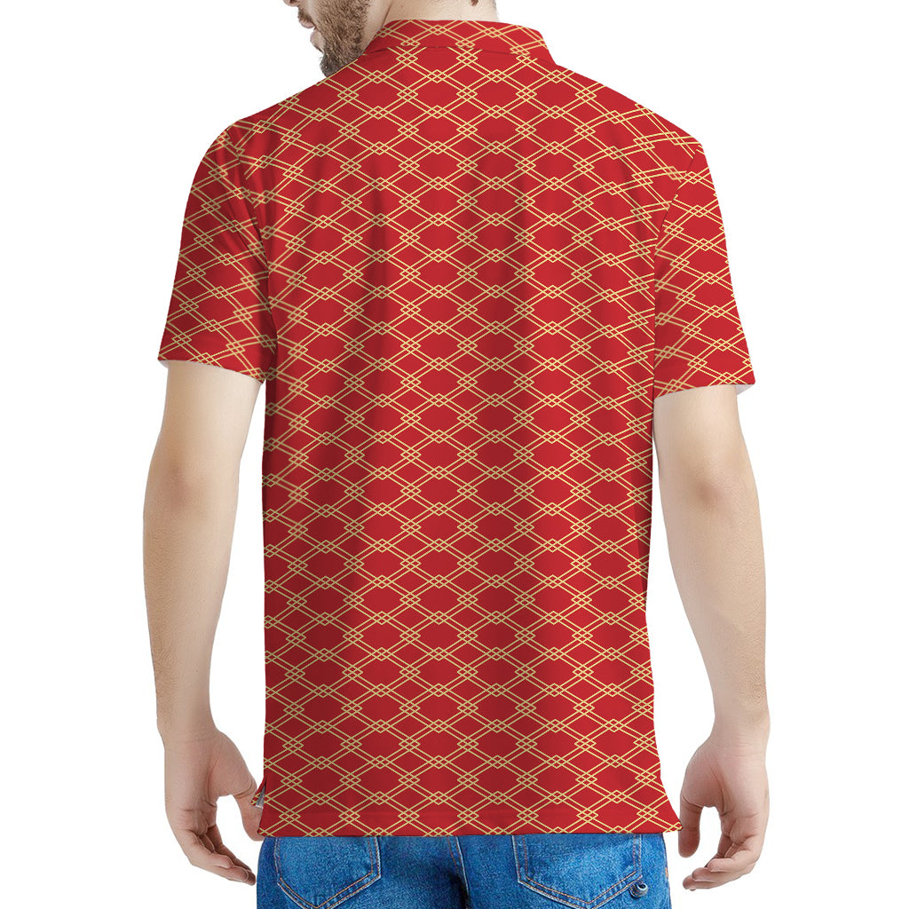 Classic Japanese Pattern Print Men's Polo Shirt