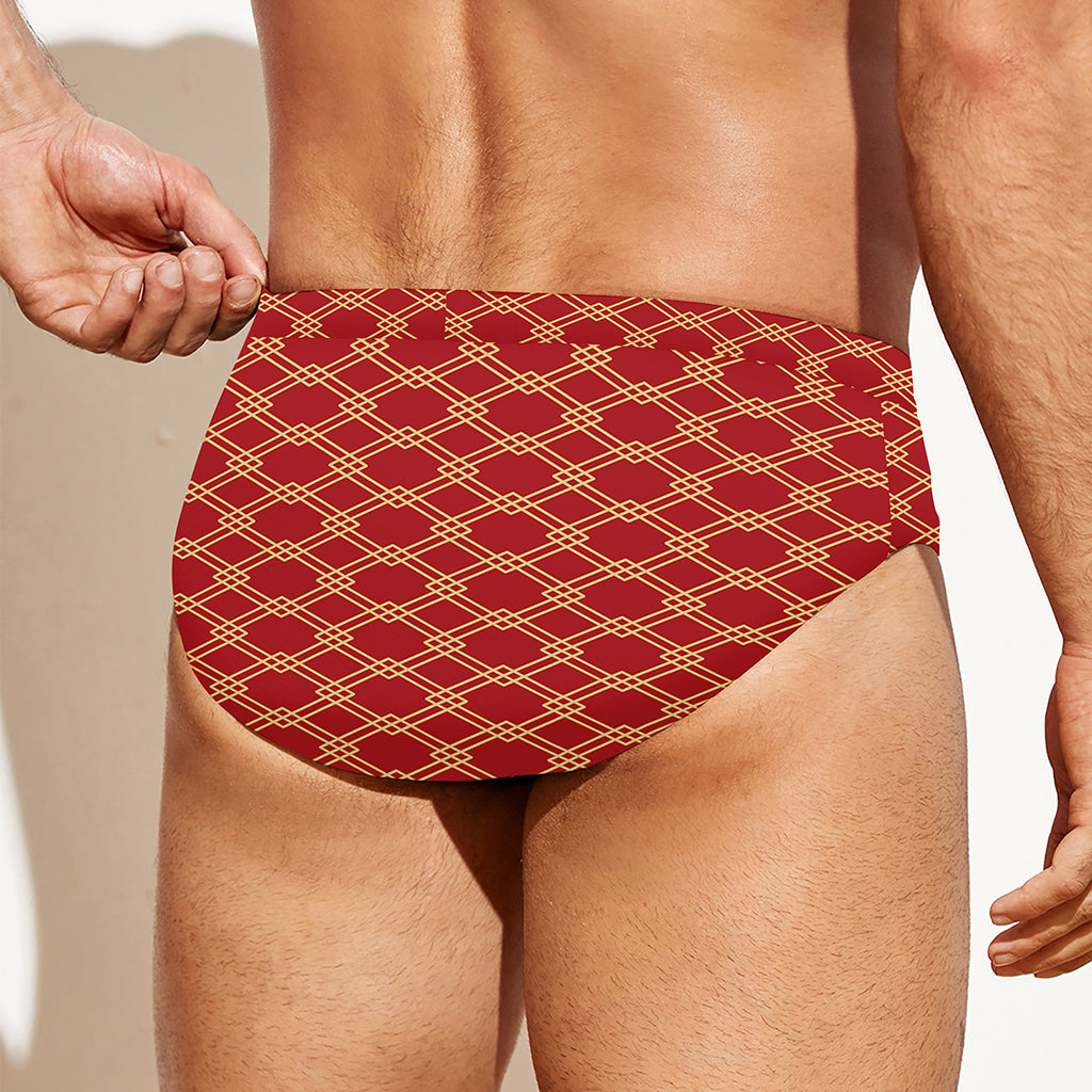 Classic Japanese Pattern Print Men's Swim Briefs