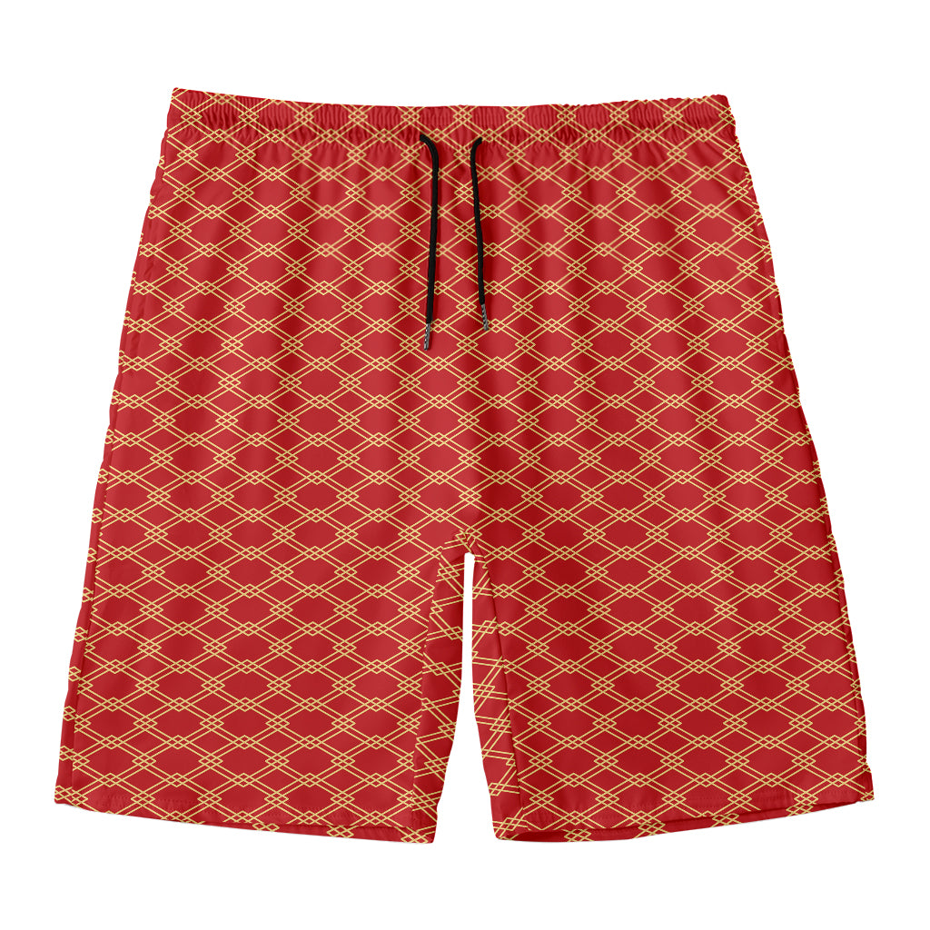 Classic Japanese Pattern Print Men's Swim Trunks