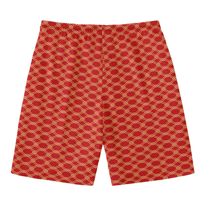Classic Japanese Pattern Print Men's Swim Trunks