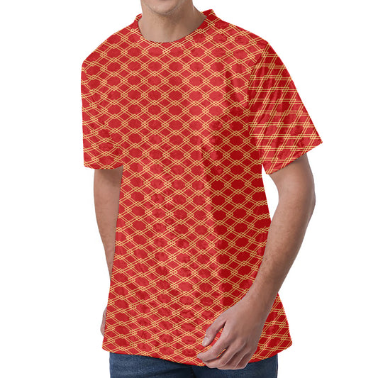 Classic Japanese Pattern Print Men's Velvet T-Shirt