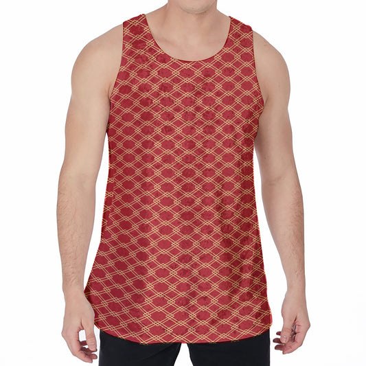 Classic Japanese Pattern Print Men's Velvet Tank Top