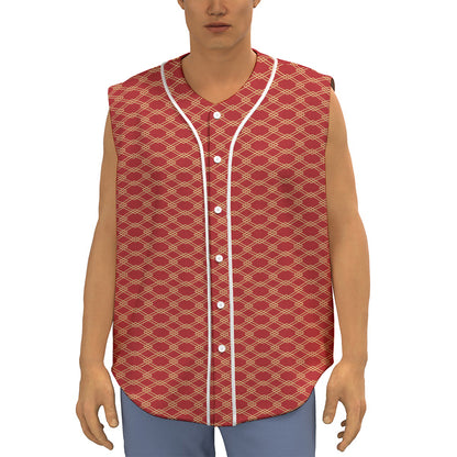 Classic Japanese Pattern Print Sleeveless Baseball Jersey