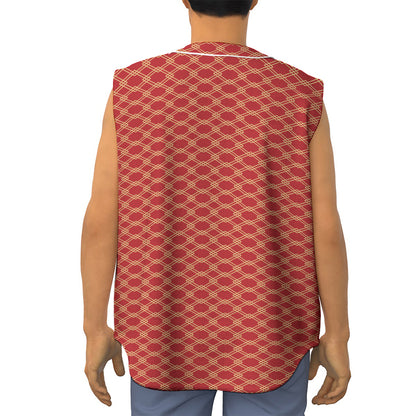 Classic Japanese Pattern Print Sleeveless Baseball Jersey