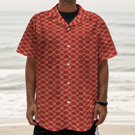 Classic Japanese Pattern Print Textured Short Sleeve Shirt