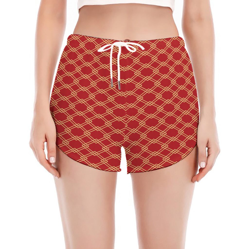 Classic Japanese Pattern Print Women's Split Running Shorts