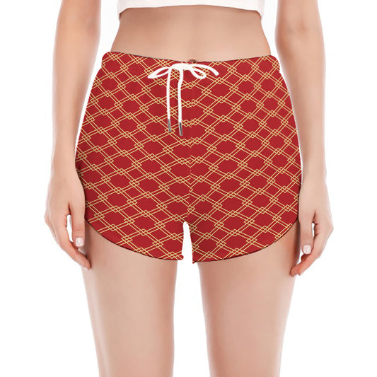 Classic Japanese Pattern Print Women's Split Running Shorts