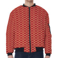 Classic Japanese Pattern Print Zip Sleeve Bomber Jacket
