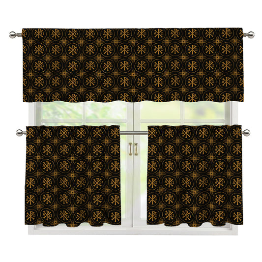 Classic Orthodox Pattern Print 3 Piece Kitchen Curtains