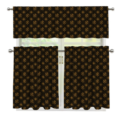 Classic Orthodox Pattern Print 3 Piece Kitchen Curtains