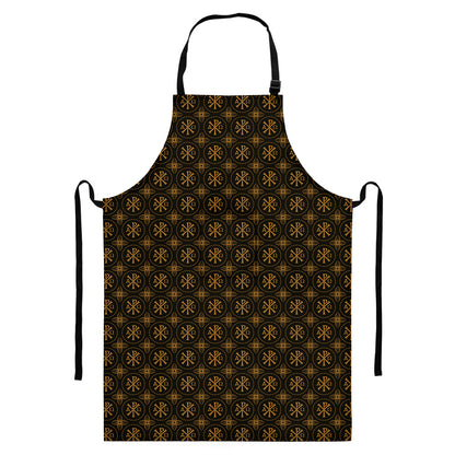 Classic Orthodox Pattern Print Bib Apron With Pocket