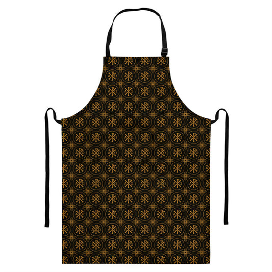 Classic Orthodox Pattern Print Bib Apron With Pocket