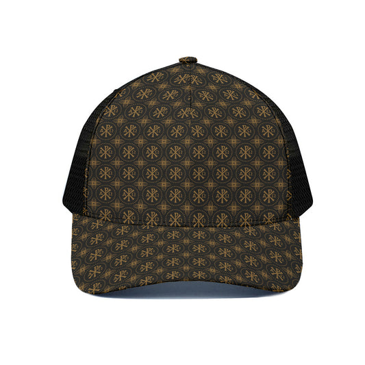 Classic Orthodox Pattern Print Black Mesh Trucker Cap