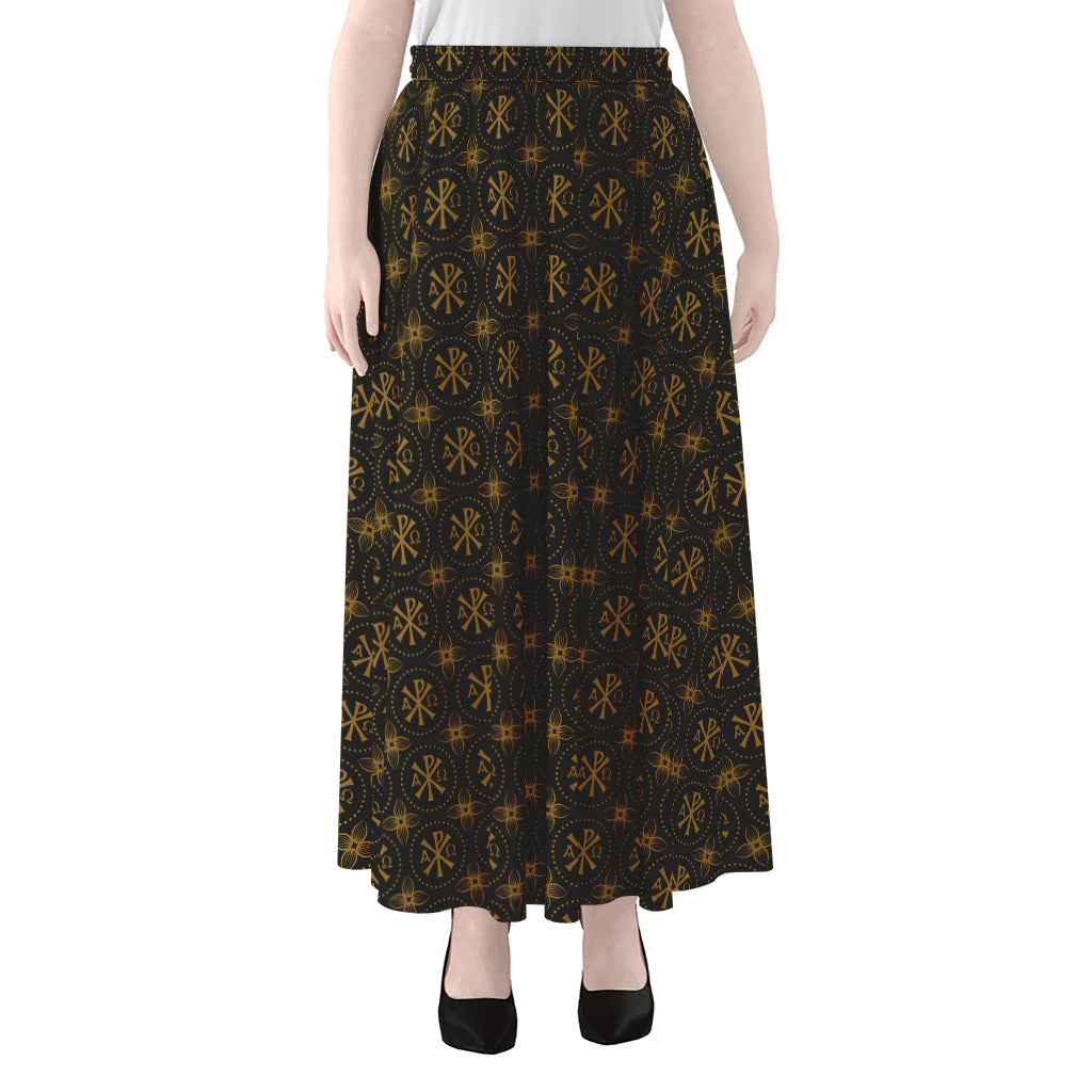 Classic Orthodox Pattern Print Chiffon Maxi Skirt
