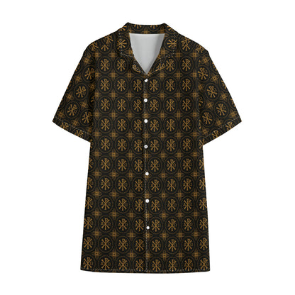 Classic Orthodox Pattern Print Cotton Hawaiian Shirt