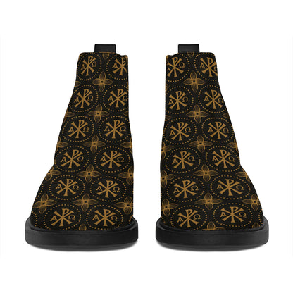 Classic Orthodox Pattern Print Flat Ankle Boots