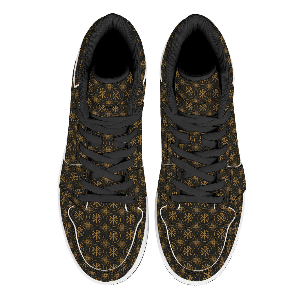 Classic Orthodox Pattern Print High Top Leather Sneakers