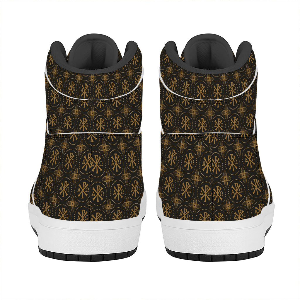 Classic Orthodox Pattern Print High Top Leather Sneakers