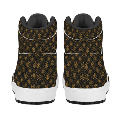 Classic Orthodox Pattern Print High Top Leather Sneakers