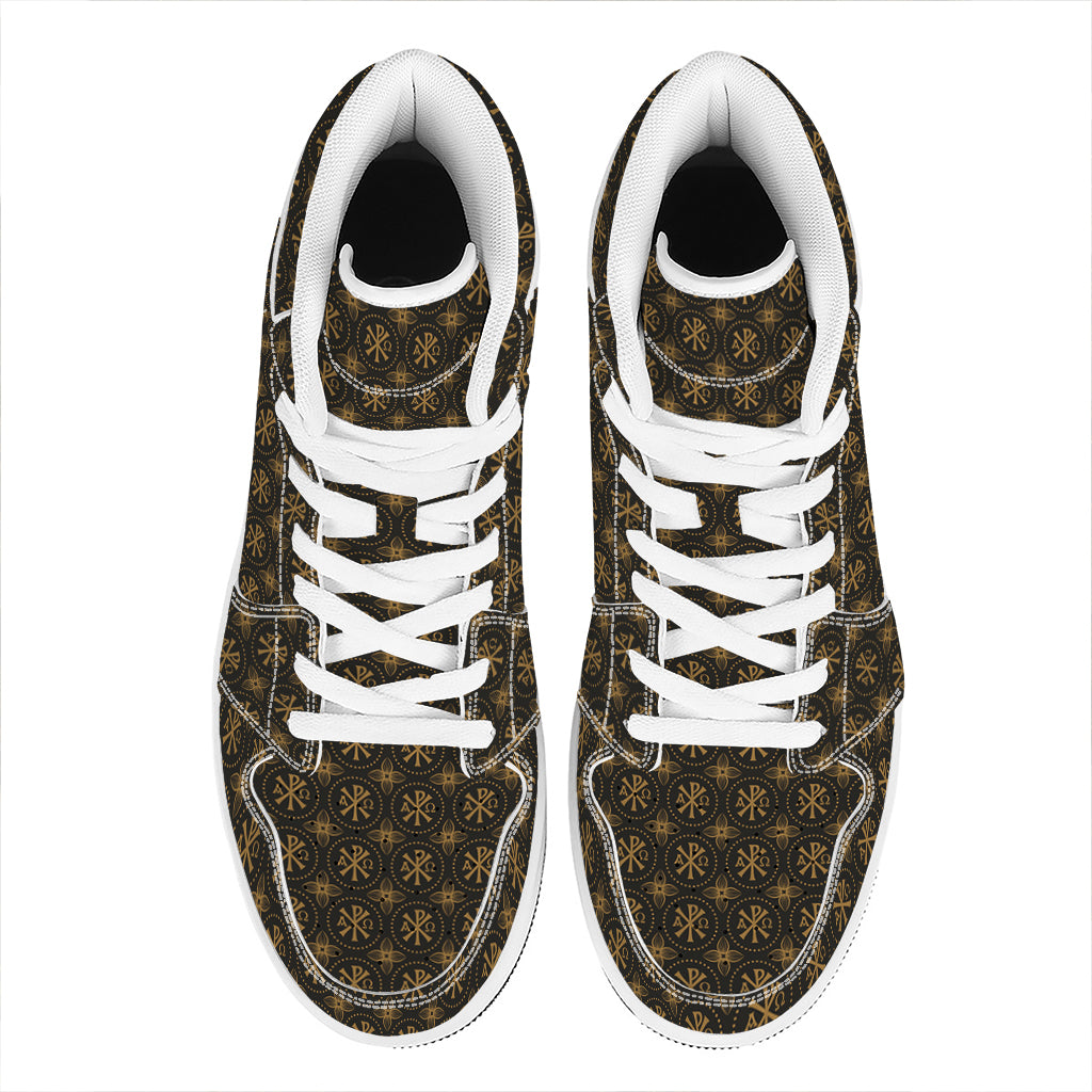 Classic Orthodox Pattern Print High Top Leather Sneakers